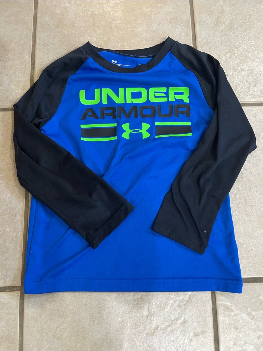 Under Armour Royal Blue & Black Long Sleeve Logo Tee